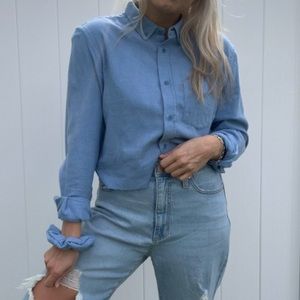 Upcycled Old Navy Raw Hem Flannel Crop Top